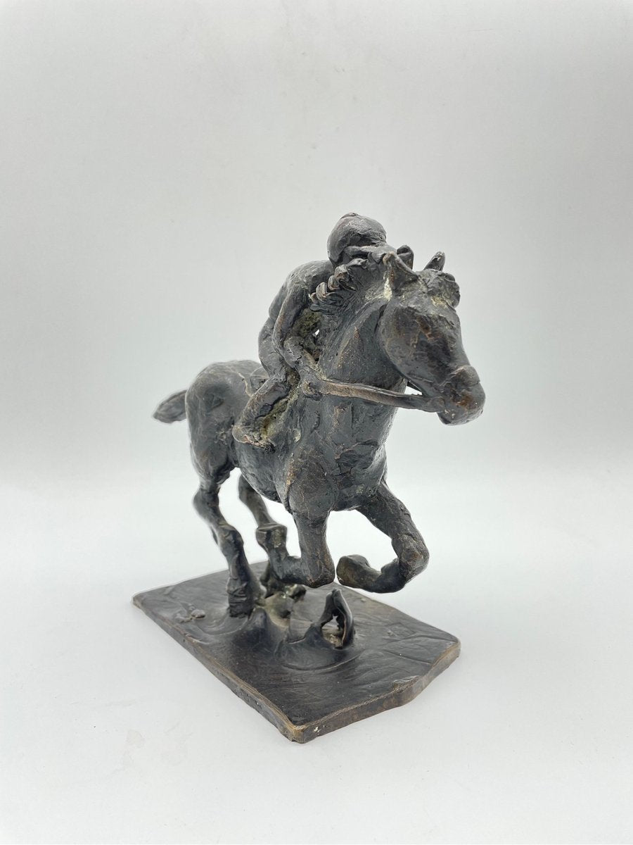 Jill Sanders, Jockey on Horse, 20th Century, Bronze