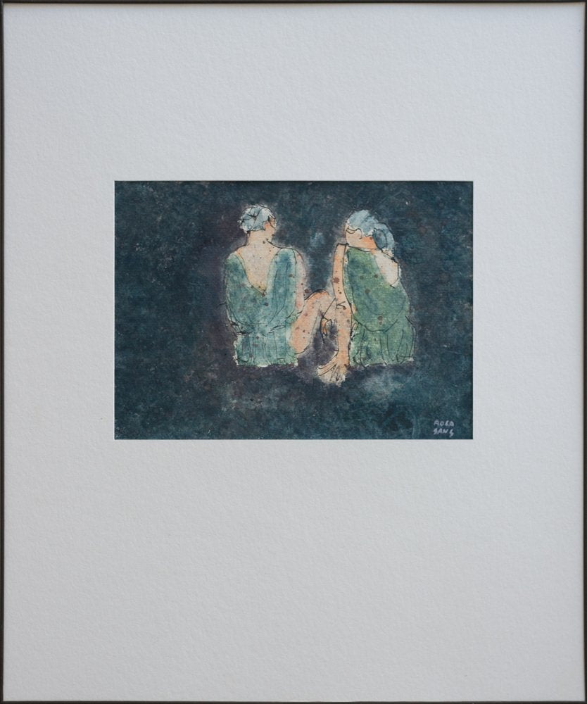 Joan Carles Roca Sans, The Dancers, 1920s, Watercolors, Set of 2