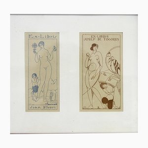 Joan D'Ivori, Ex Libris Figurative Lithographs, Framed-NE-1362332