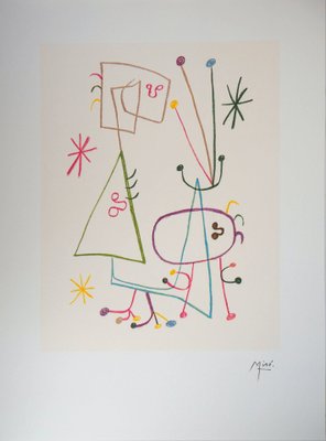 Joan Miro, Family with Stars, Parler Seul, 1970s, Lithograph-NRC-1723626