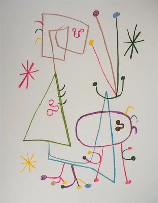 Joan Miro, Family with Stars, Parler Seul, 1970s, Lithograph-NRC-1723626