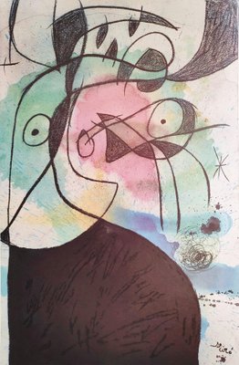 Joan Miro, Femme Oiseaux, Large Lithograph, 1970s-NRC-1748773