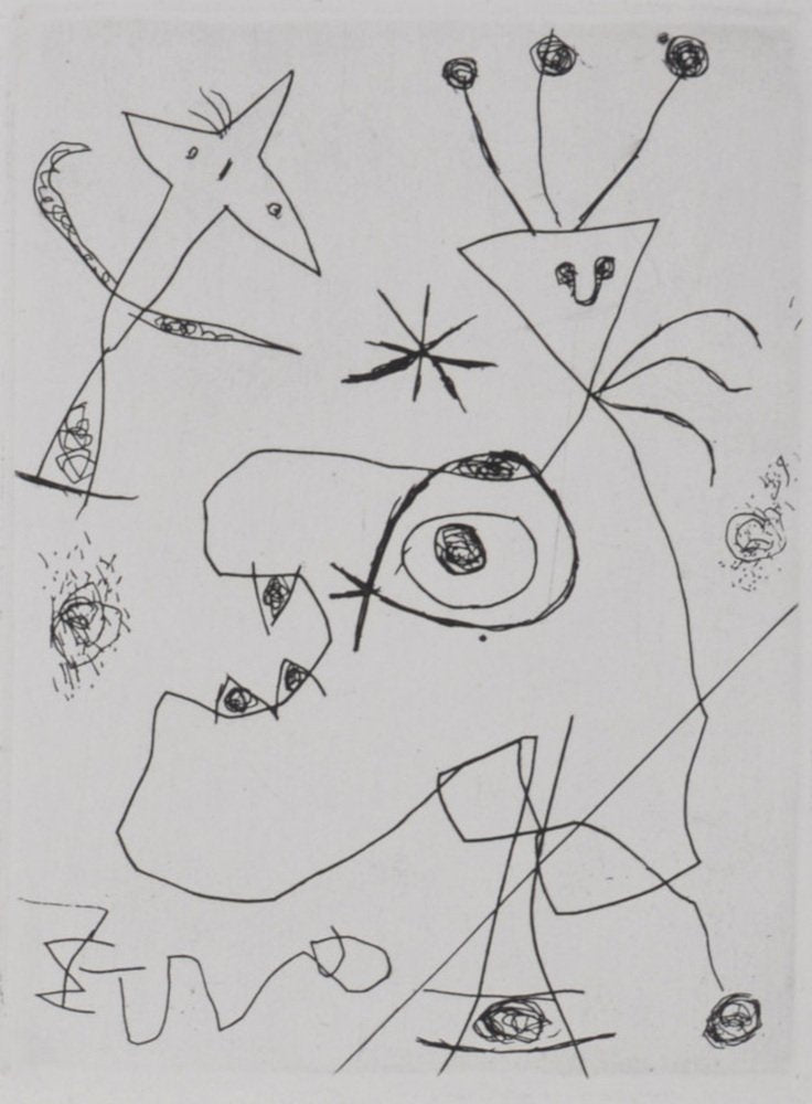 Joan Miró, The Man with the Plumed Hat, 1956, Etching