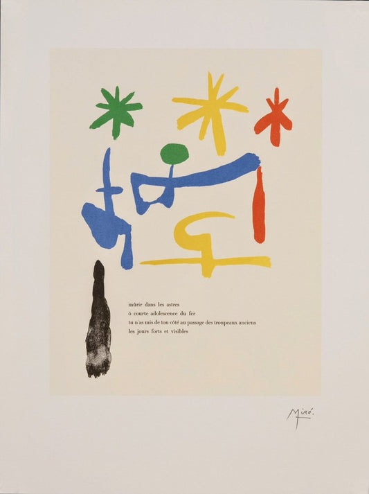 Joan Miro, The Stars, Parler Seul, 1970s, Lithograph on Rivoli Paper