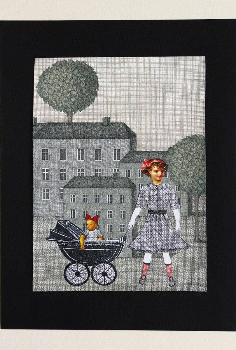 Joanna Wiszniewska Domańska, Paper Town - Girl with a Stroller, 2017