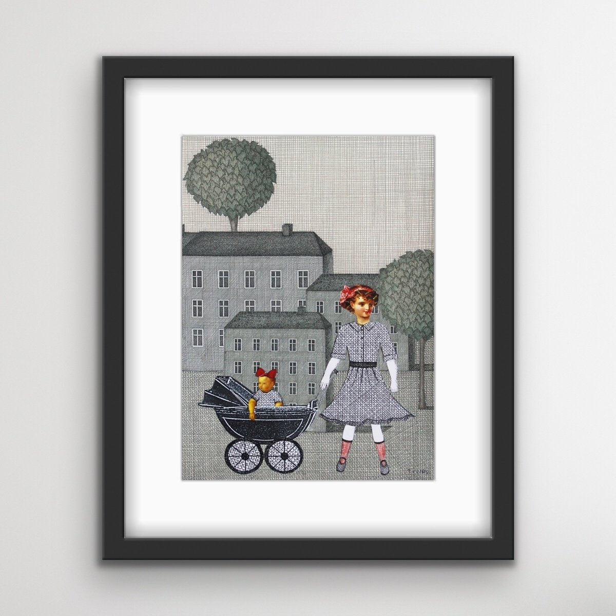 Joanna Wiszniewska Domańska, Paper Town - Girl with a Stroller, 2017