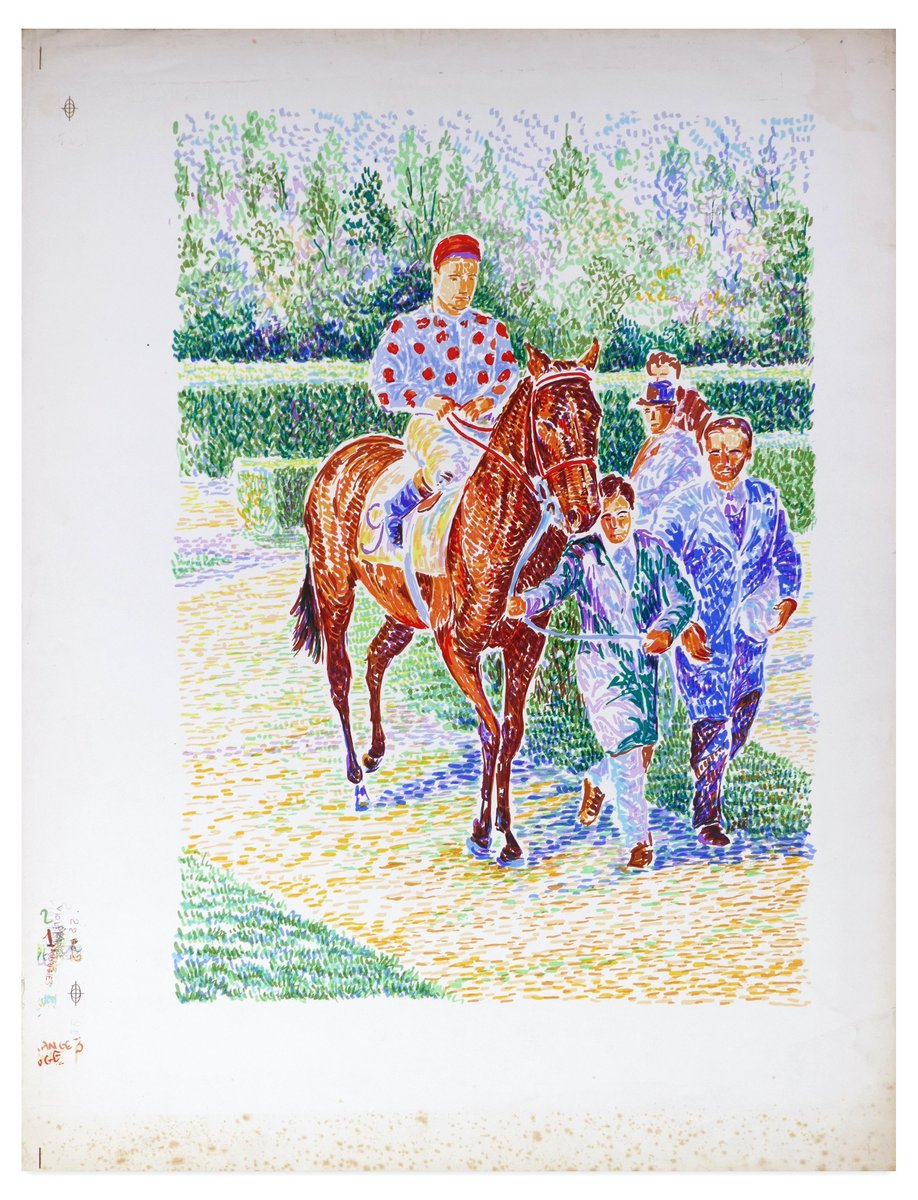 Jockey no. 9 On Horseback - Original Lithograph by S. Mendjisky - 1970s 1970s