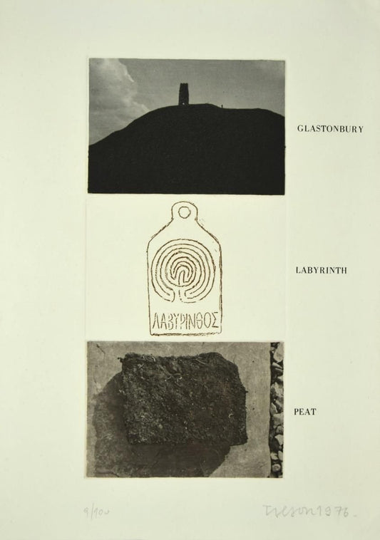 Joe Tilson, Glastonbury, Labyrinth, Peat, Etching on Paper, 1976