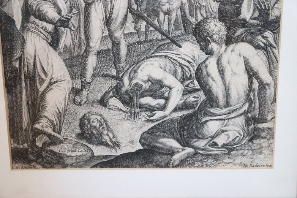 Johann Sadeler I, The Beheading of St. Paul, Engraving, 16th Century, Framed