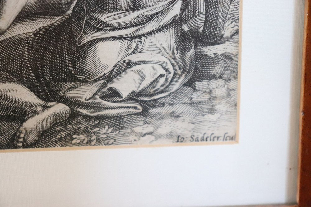 Johann Sadeler I, The Beheading of St. Paul, Engraving, 16th Century, Framed