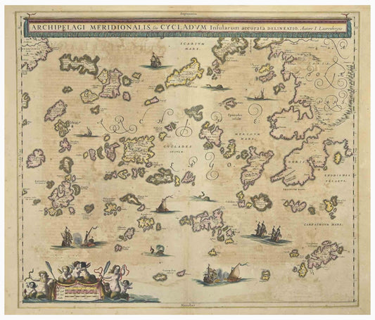 Johannes Janssonius, Antique Map of Archipela Meridionalis, Etching, 1650s