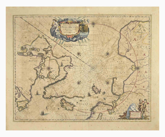 Johannes Janssonius, Map of the Poles, Etching, 1650s