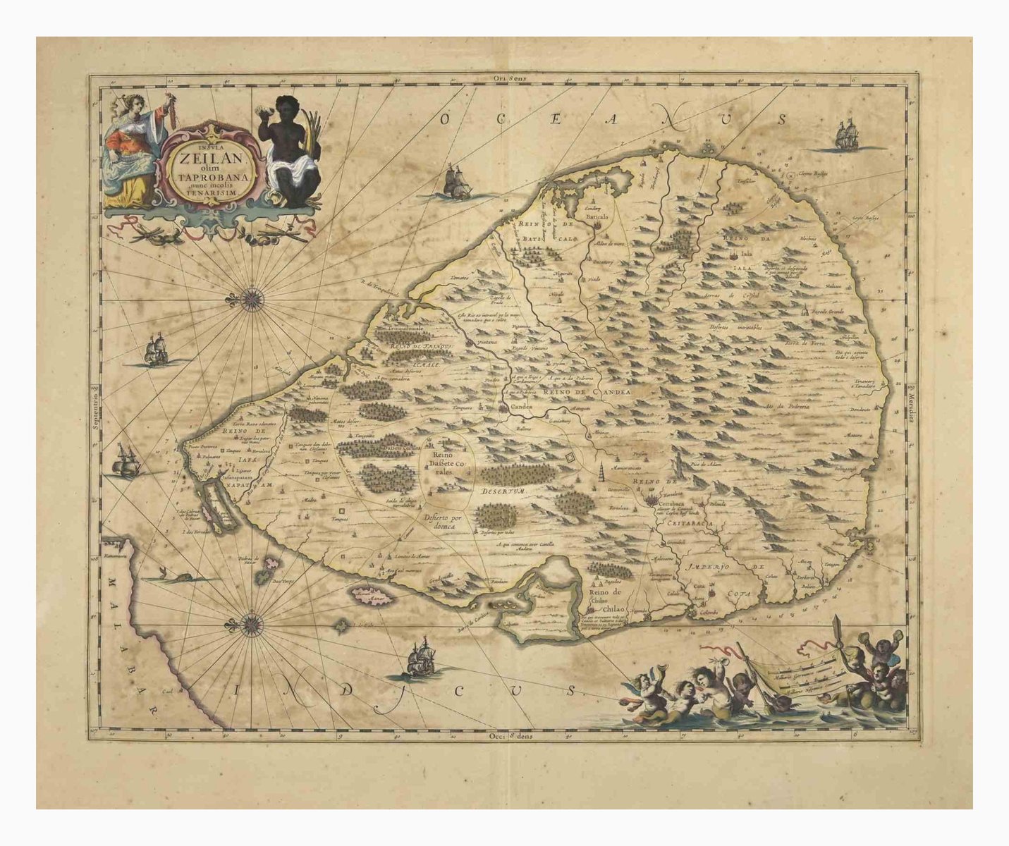 Johannes Janssonius, Map of Zeilan, Etching, 1650s