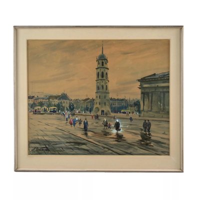 John Brekte, Vilnius, 1980s, Watercolor on Paper, Framed-WMV-1127672