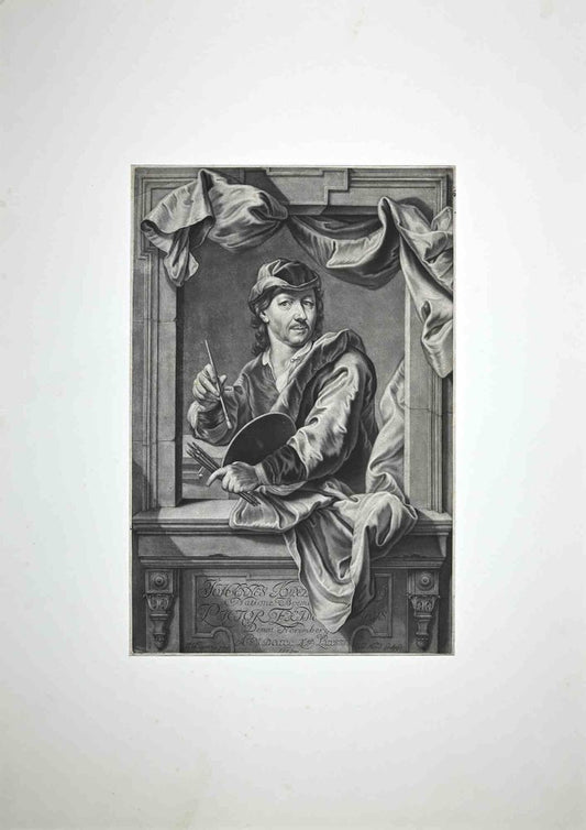 John Faber II, Portrait of Sculptor John Michael Rysbrack, Mezzotint, 1734