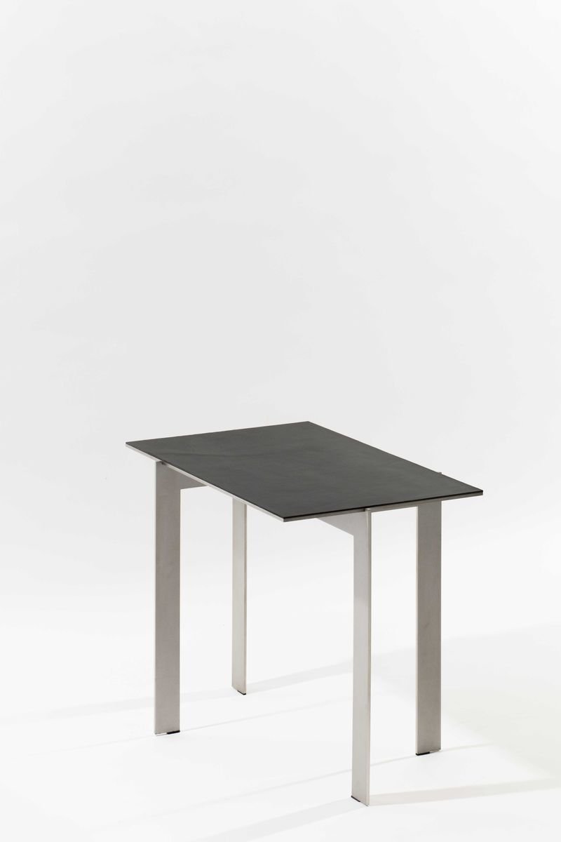 Joined R50.4 Stainless Steel Side Table with Leather Top by Barh