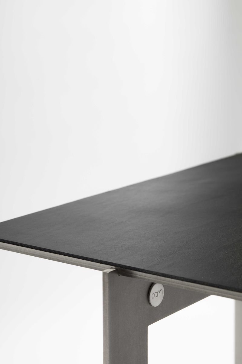 Joined R50.4 Stainless Steel Side Table with Leather Top by Barh