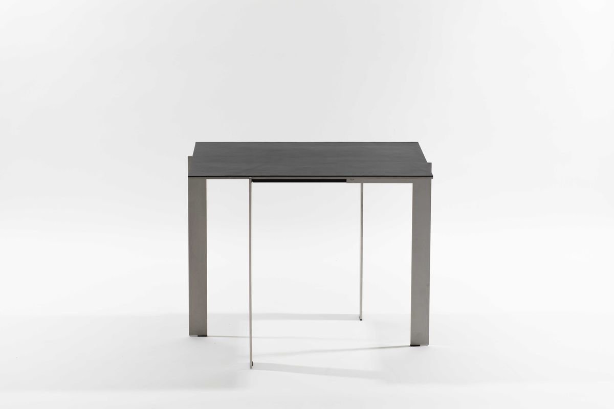 Joined R50.4 Stainless Steel Side Table with Leather Top by Barh