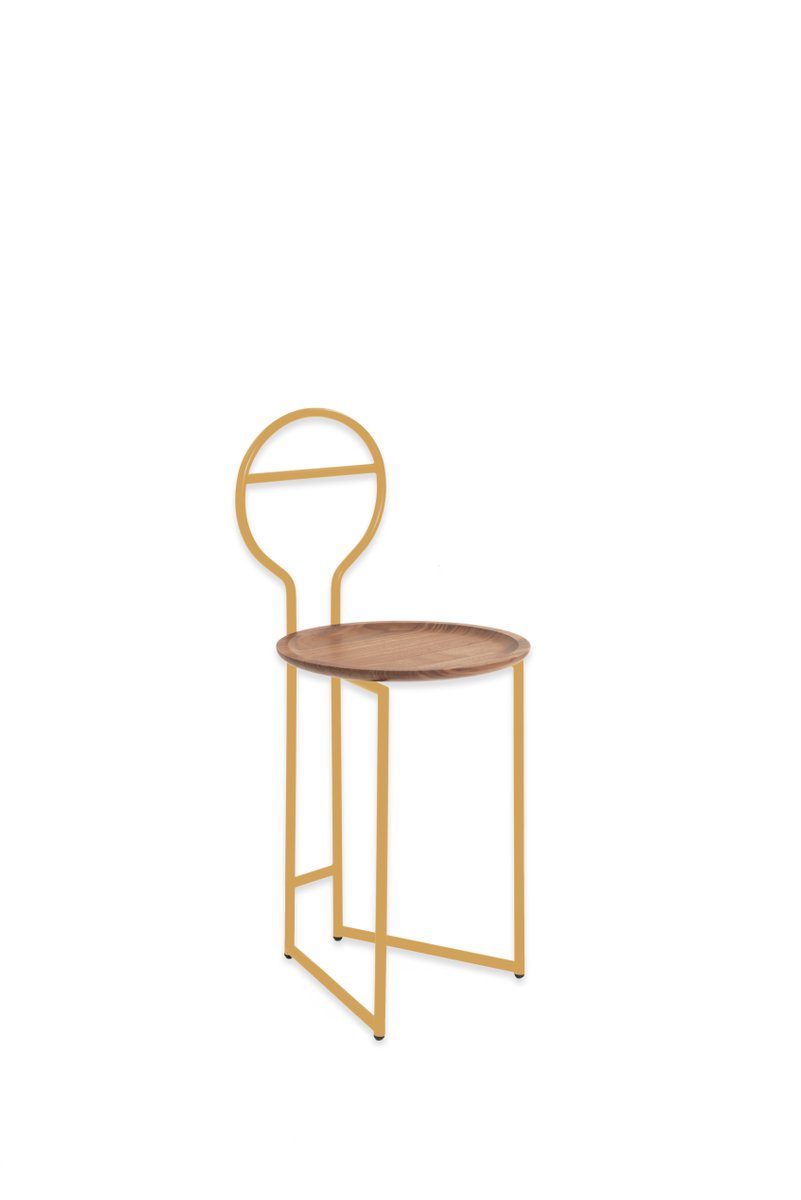 Joly I Lowback Dumb Waiter with Gold Lacquered Metal Structure and Canaletto Walnut Plate from Colé