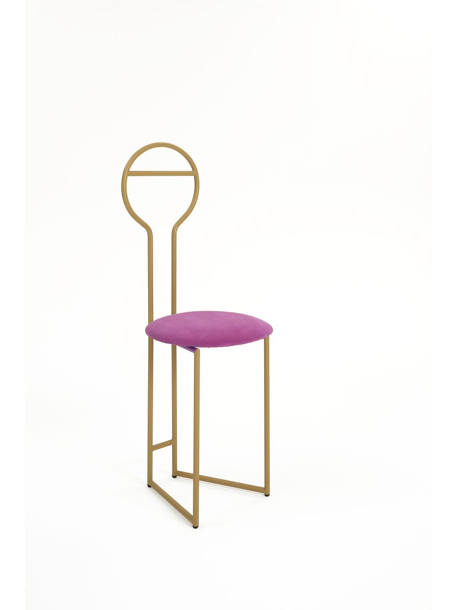 Joly IV Chairdrobe - High Back Gold Lacquered Metal Structure with Upholstered Seat in Italian Velvet