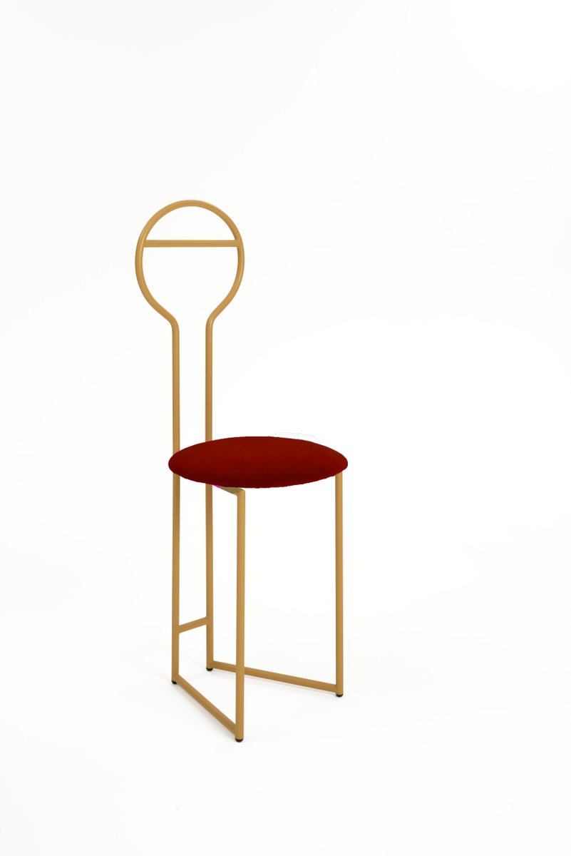 Joly IV Chairdrobe - High Back Gold Lacquered Metal Structure with Upholstered Seat in Red Italian Velvet