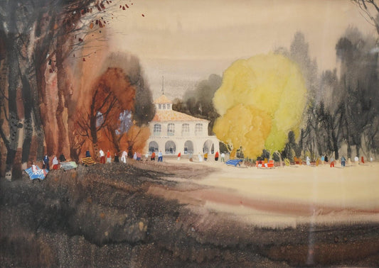 Jordi Danes, The Pavilion, Watercolor on Paper, Framed