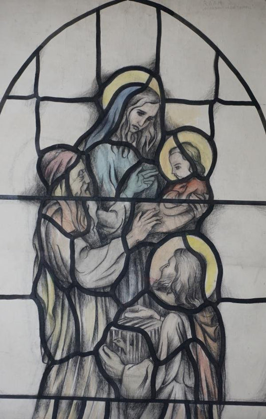 Jos van Dormolen, Mary & Jesus Church Window Design, 20th Century, Vidimus