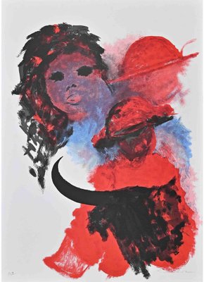 José Guevara, Bull in Red, Lithograph, 1990s-ZCI-1759173