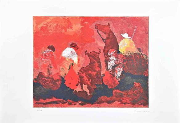 José Guevara, Bullfight in Red, Original Screen Print, 1989-ZCI-1283813