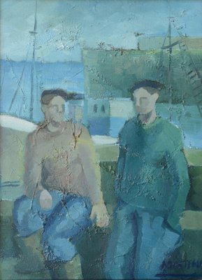 Jose Ramon Arostegui, Two Fishermen, 1970s, Oil on Canvas-AOI-1813078