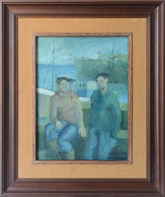 Jose Ramon Arostegui, Two Fishermen, 1970s, Oil on Canvas-AOI-1813078