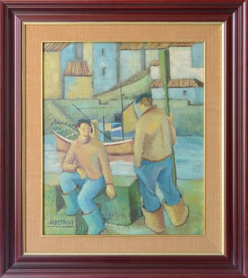 Jose Ramon Arostegui, Two Fishermen, 1970s, Oil on Canvas-AOI-1813077