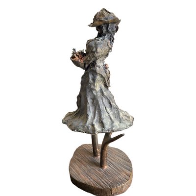 José Tomás Navarro, Girl in Dress with Basket, 1960s, Bronze-TCS-1417226