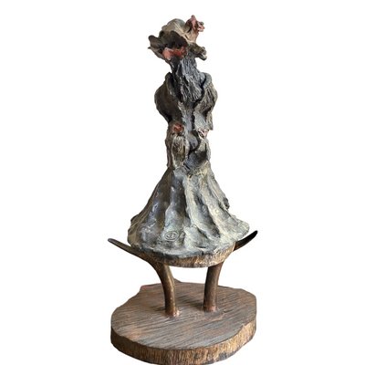 José Tomás Navarro, Girl in Dress with Basket, 1960s, Bronze-TCS-1417226