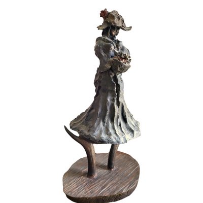 José Tomás Navarro, Girl in Dress with Basket, 1960s, Bronze-TCS-1417226