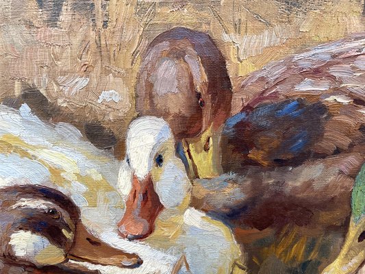 Josef Woldemar Keller-Kühne, Ducks, 1950s, Oil on Canvas, Framed-BGS-1754568