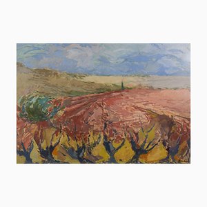 Josep Ma Pinto, Landscape with Vines, Mid-20th Century, Oil on Board-AOI-1106868