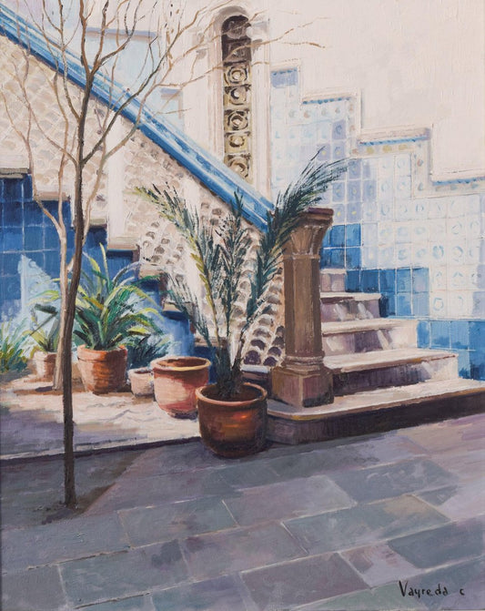 Josep Maria Vayreda Canadell, Study of a Courtyard, 20th-Century, Oil on Canvas, Framed