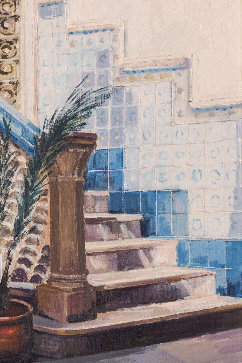 Josep Maria Vayreda Canadell, Study of a Courtyard, 20th-Century, Oil on Canvas, Framed