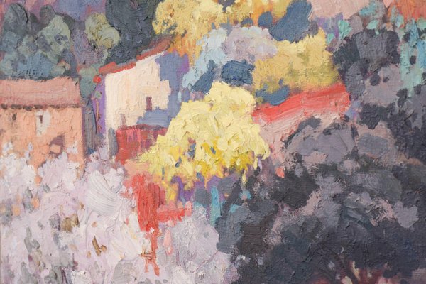 Josep Mas Pou, Almond Blossom Landscape, Mid-20th Century, Oil on Canvas-AOI-1106801