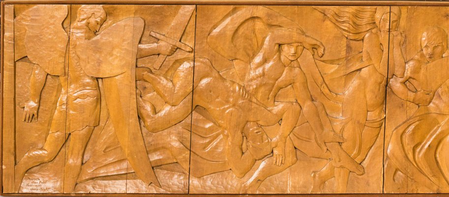 Josep Mundet and Joan Palet, 20th Century, Carved Wood Panel-AOI-1106787