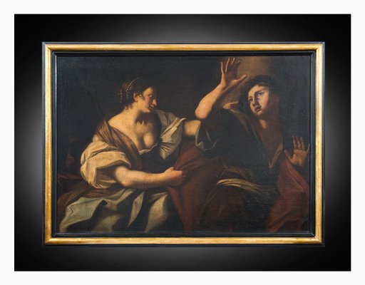 Joseph and the Wife of Potiphar, 17th Century, Oil on Canvas, Framed-KKK-1746724