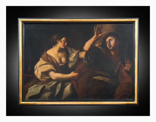 Joseph and the Wife of Potiphar, 17th Century, Oil on Canvas, Framed