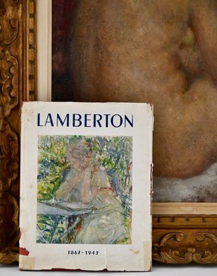 Joseph Louis Lamberton, Impressionist Painting of a Seated Nude, 20th-Century, Oil, Framed-KTN-1251465