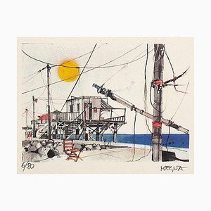 Joseph Megna, Networks In Fiumicino, Lithograph, 1970s-ZCI-871991