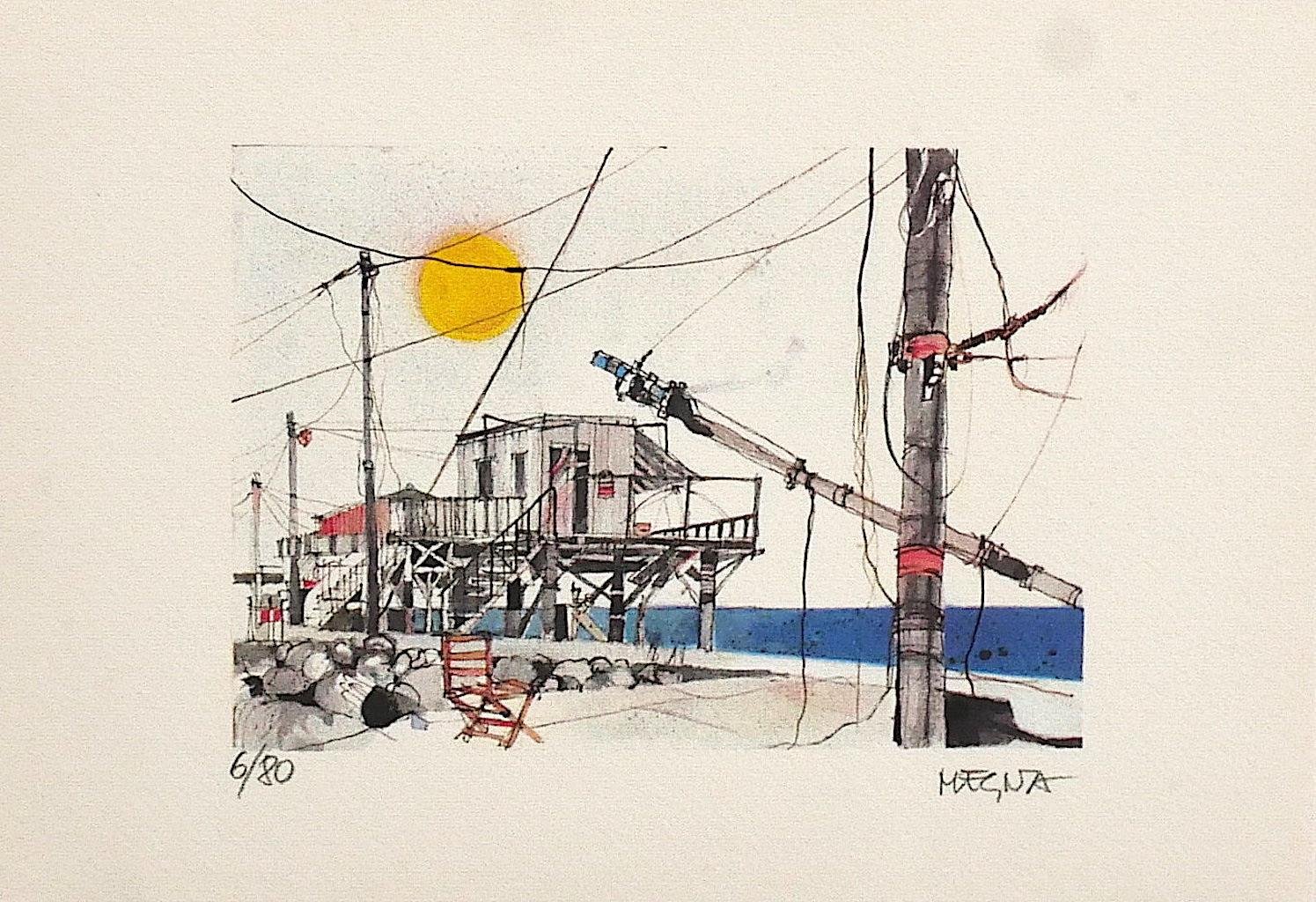 Joseph Megna - Networks In Fiumicino - Original Lithograph - 1970