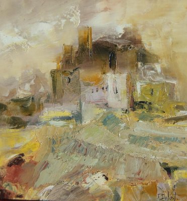 Josette Dubost, La Forteresse en Gris, 2023, Oil on Canvas-CHG-2030325