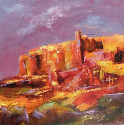 Josette Dubost, La Forteresse Rougeoyante, 2023, Oil on Canvas-CHG-2030326