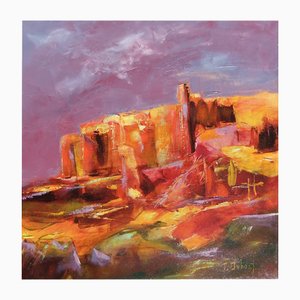 Josette Dubost, La Forteresse Rougeoyante, 2023, Oil on Canvas-CHG-2030326