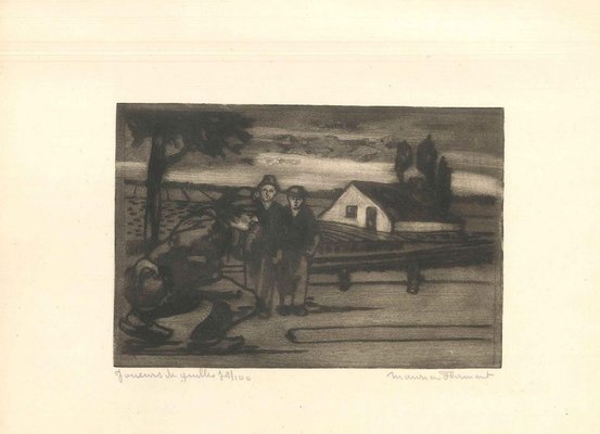 Joueurs de Boules - Original Etching by M. Flament - Early 1900 Early 20th Century-ZCI-755823